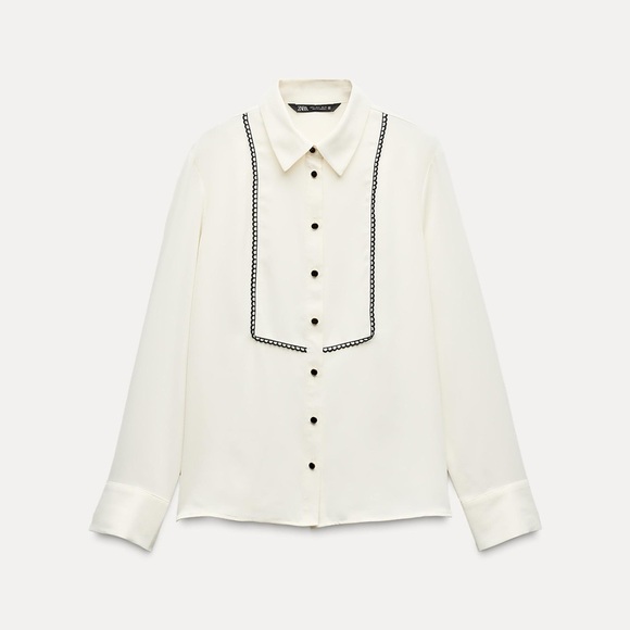 NWT ZARA CONTRASTING PASSEMENTERIE SHIRT - Picture 3 of 7